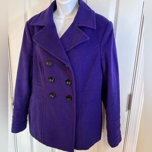 Elegant Women's Double-Breasted Pea Coat by St John’s Bay. Wool/Cashmere blend